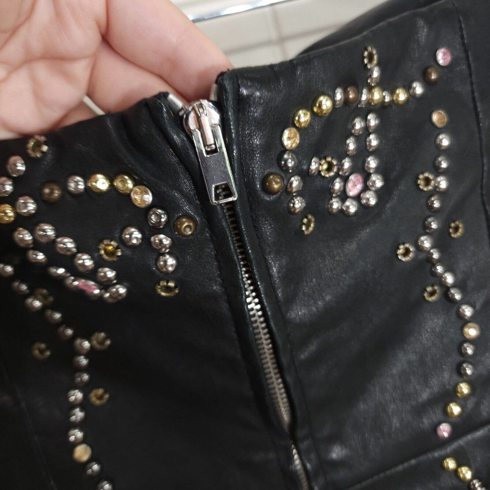 Isabel Marant Womens Dress Diana Black Lamb Leather Studded Strapless Mini Y2K 8 - Picture 8 of 12